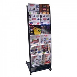 6 Shelf Mobile Literature Display Rack - Medium